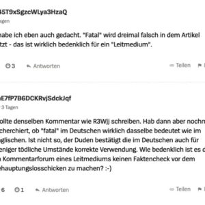 Kapitelbild: Fatale Fehler... in den Kommentaren