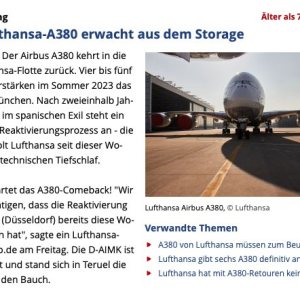 Folge 91: Erste A380 erwacht aus dem Storage