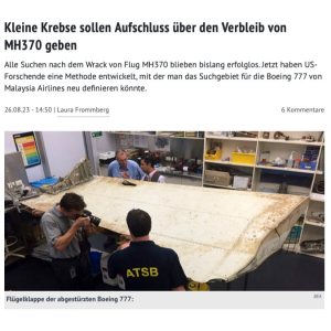 Folge 121: MH370, neuer Strohhalm?