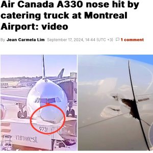 Folge 162: Air Canada A330 nose hit by catering truck at Montreal Airport: video