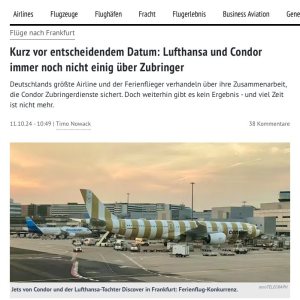 Folge 163: Lufthansa und Condor immer noch nicht einig über Zubringer
