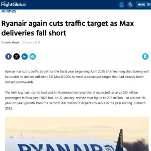 Folge 177: Ryanair again cuts traffic target as Max deliveries fall short