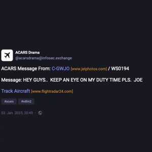Folge 177: ACARS Message:  KEEP AN EYE ON MY DUTY TIME PLS.