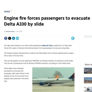 Folge 188: Engine fire forces passengers to evacuate Delta A330 by slide