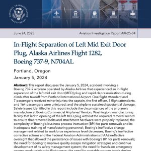 Folge 196: Final Report Alaska Airlines NTSB Report 737-9 N704AL