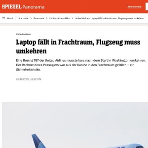 Folge 216: Laptop fällt in Frachtraum, Flugzeug muss umkehren