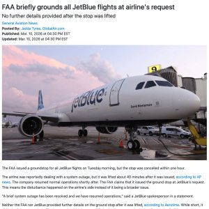 Folge 217: FAA briefly grounds JetBlue flights at airline's request