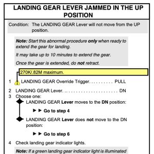 Folge 222: Procedure: LANDING GEAR LEVER JAMMED IN THE UP POSITION
