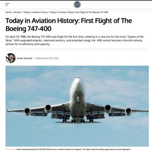 Folge 224: OTD 1988: Erstflug der B747-400
