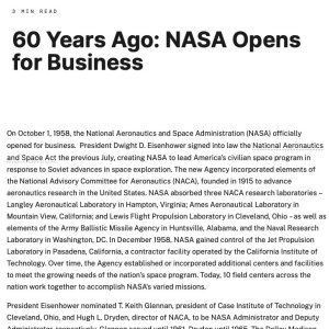 Kapitelbild: OTD 1958 NASA nimmt ihre Arbeit auf.